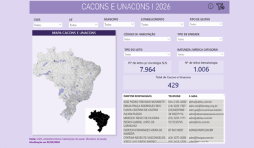 Imagem do painel do PowerBi com informações sobre CACONS e UNACONS